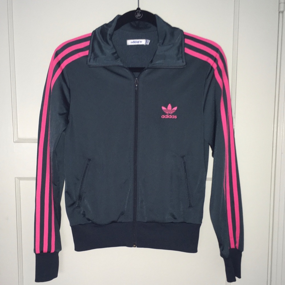 Vintage slate blue and pink Adidas track jacket